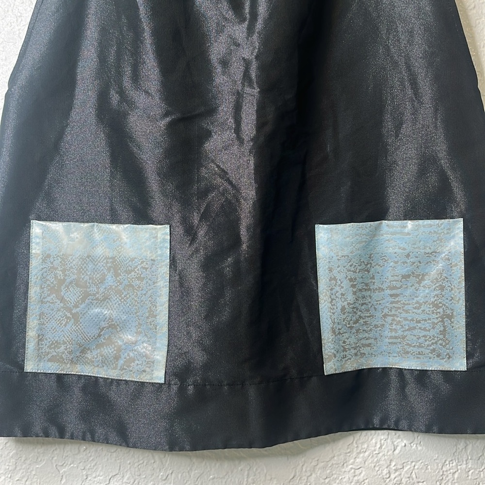 PASKAL Black Cinch Ruffle Neck Python Print Pocket Top S - Picture 3 of 6